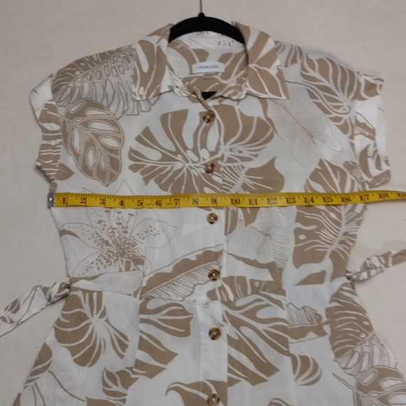 Calvin Klein Collared Dress Tie Waist Button Front - Picture 3 of 9